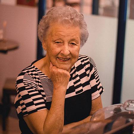 senior woman with cataract
